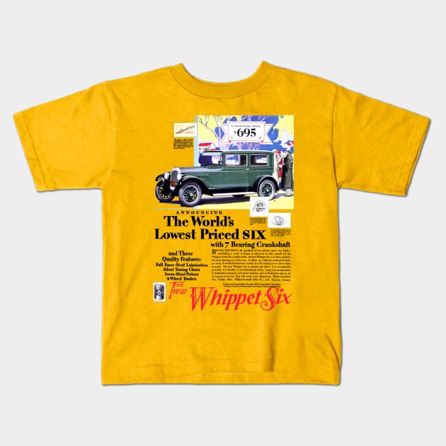 1928 WHIPPET SIX - WHIP IT GOOD! Kids T-Shirt by Throwback Motors